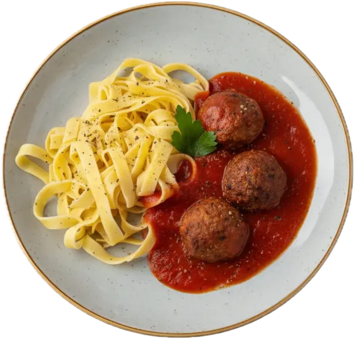 Tagliatelle mit Kalbspolpetti