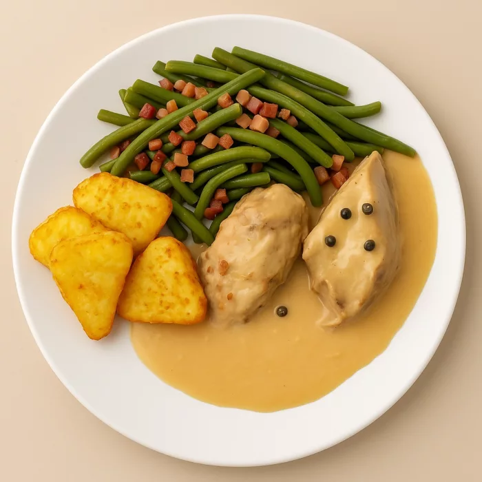 Gebratenes Schweinsfilet in Pfefferrahmsauce