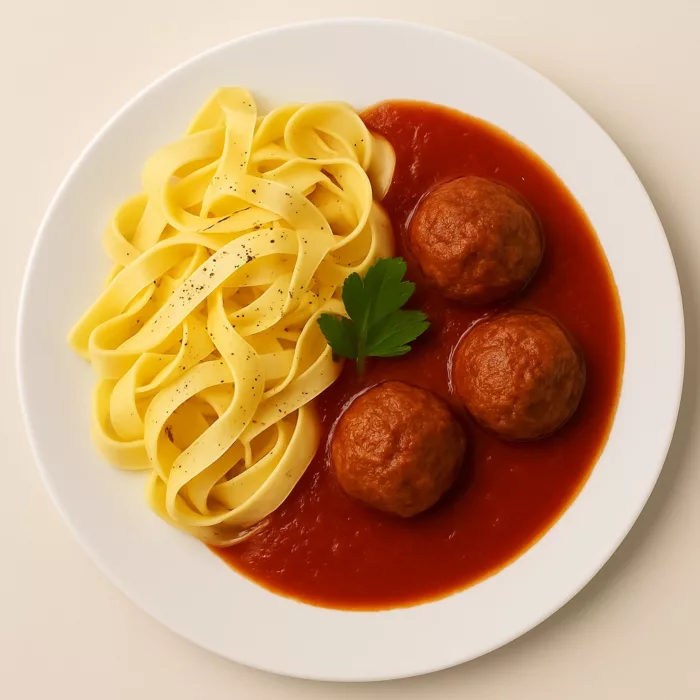 Tagliatelle mit Kalbspolpetti