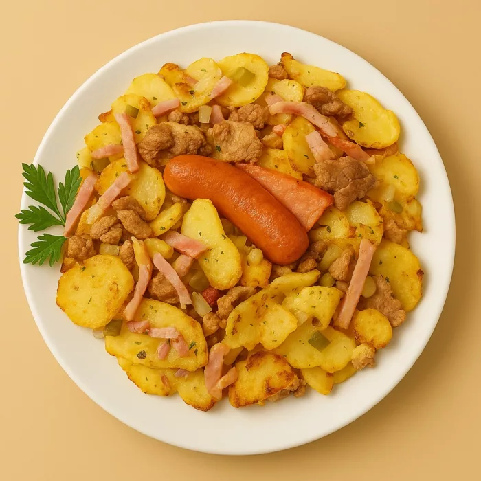 Herzhaftes Gröstl mit Würstl