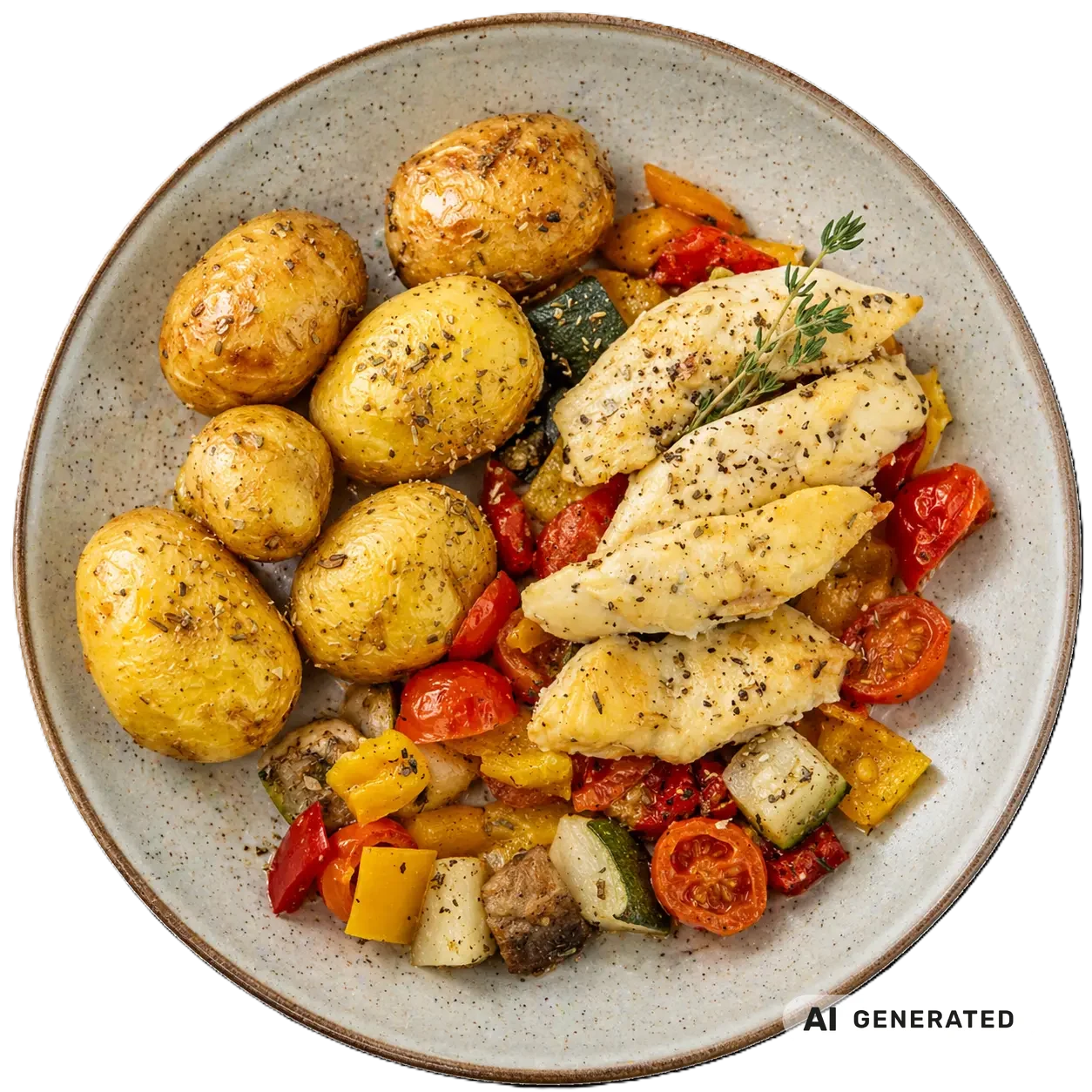 Hühnerfilet mit Grillgemüse – KI-generiert